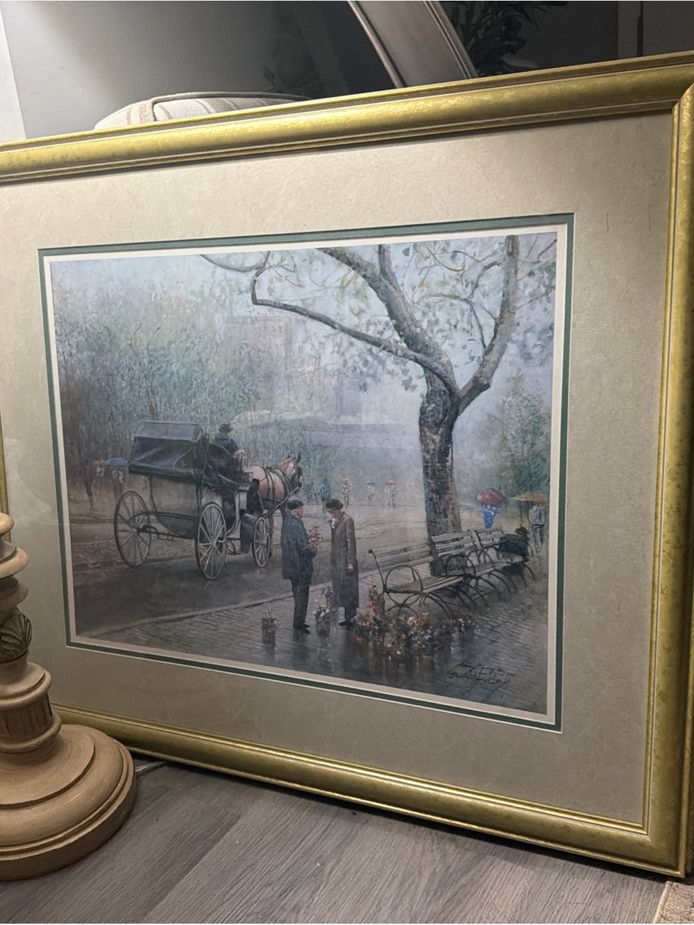 Donny Finley numbered and signed Vintage Street Scene Art Print - Gold Frame